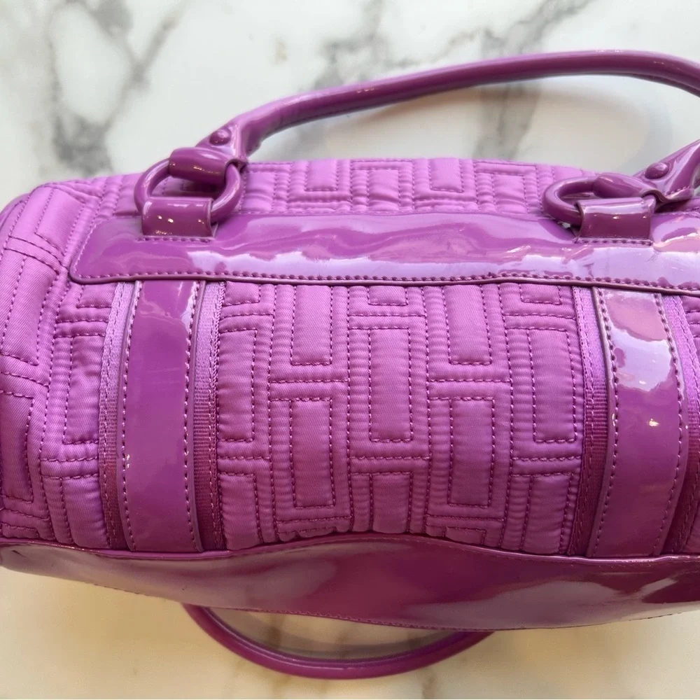 Vera Bradley Nylon Barrel Purse Bag Lilac Lavender Purple Double Handle
